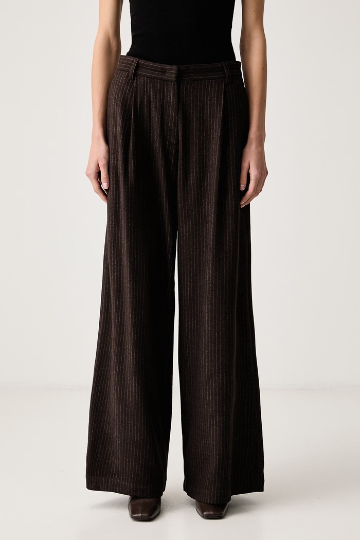 Sessun Spodnie damskie z wełną OROZCO brązowy 26107028