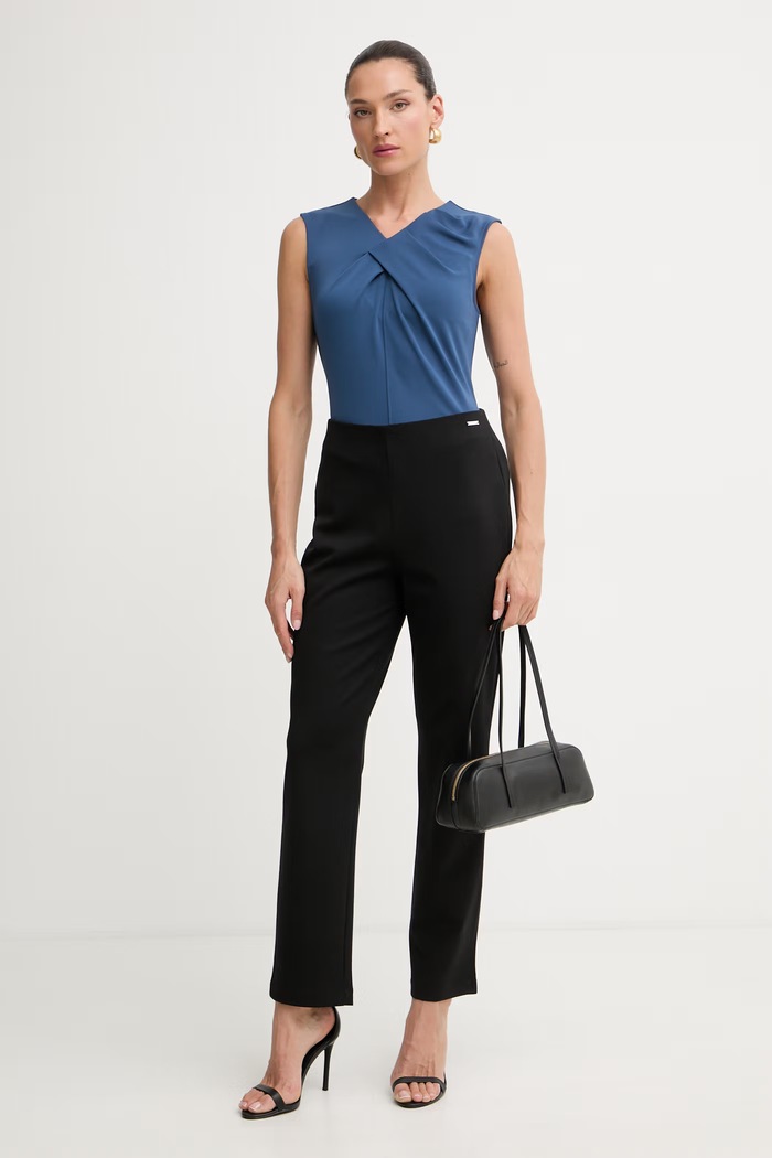 Calvin Klein spodnie damskie z wiskozą LV044F659G czarny AW26