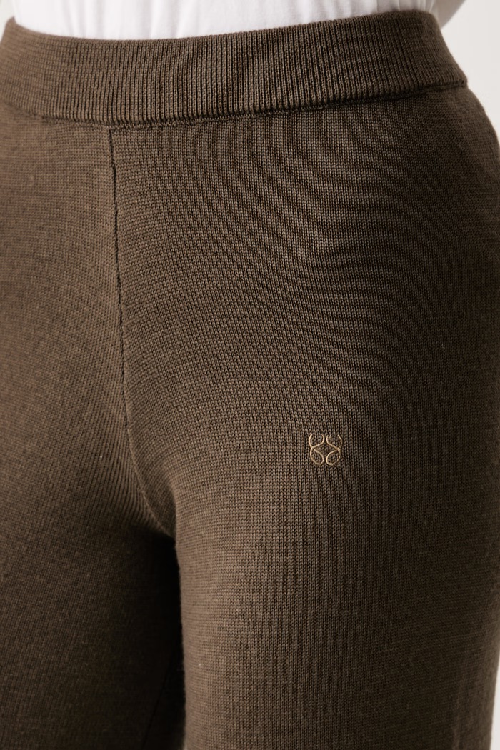 Yuzefi spodnie damskie z wełny merino RONIA brązowy YUZPF26.RW.KN07.70