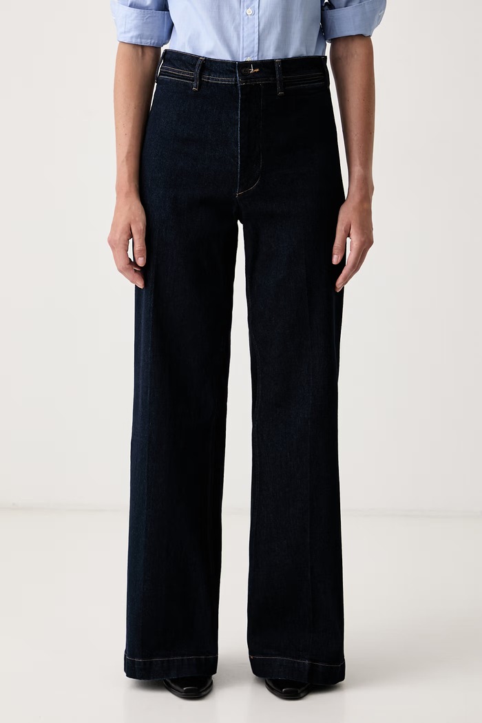 Polo Ralph Lauren jeansy wide leg damskie granatowy 211B17119