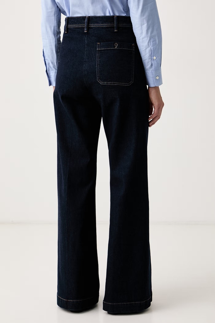 Odzież Polo Ralph Lauren jeansy wide leg damskie 211B17119 granatowy