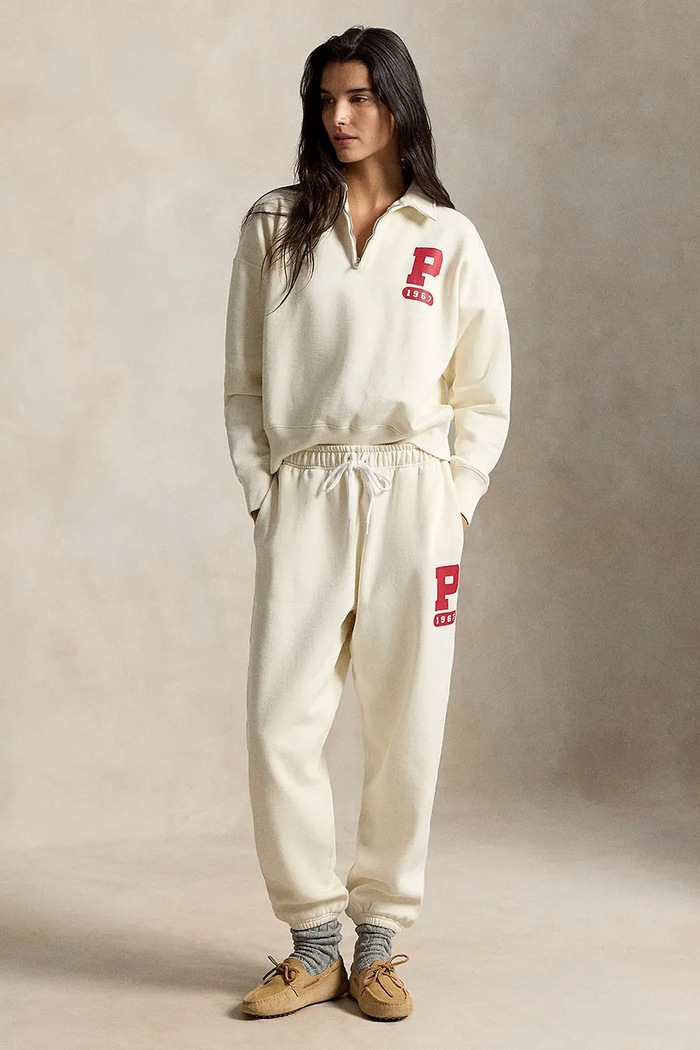 Odzież Polo Ralph Lauren spodnie dresowe damskie z bawełną 211B17560 beżowy