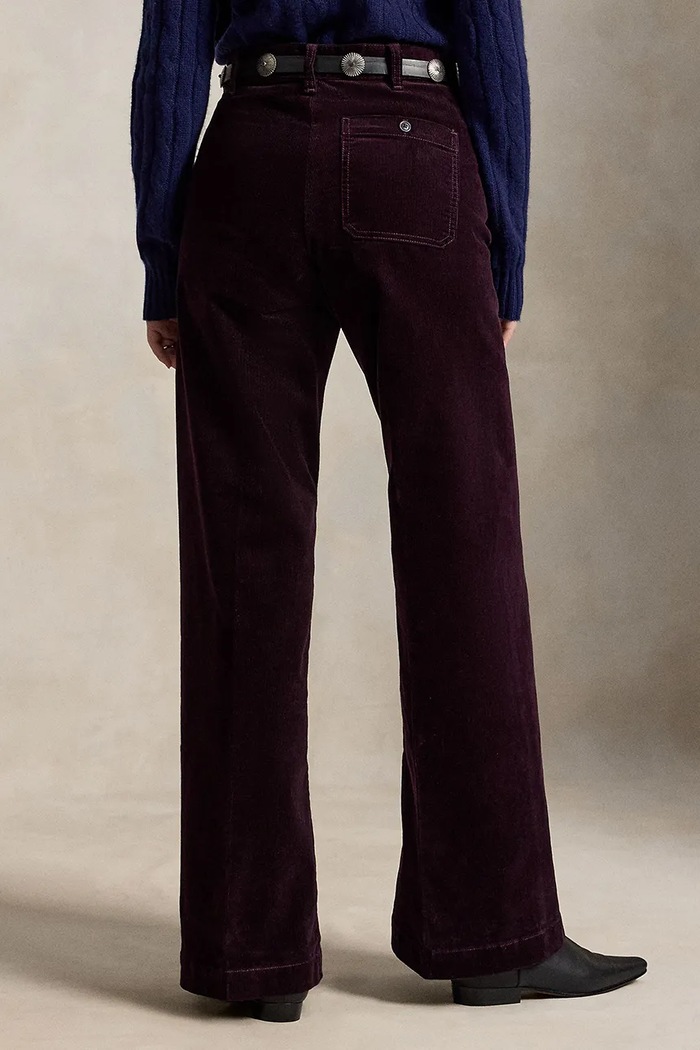 Polo Ralph Lauren spodnie flare damskie z bawełną 211B17556 fioletowy AW26