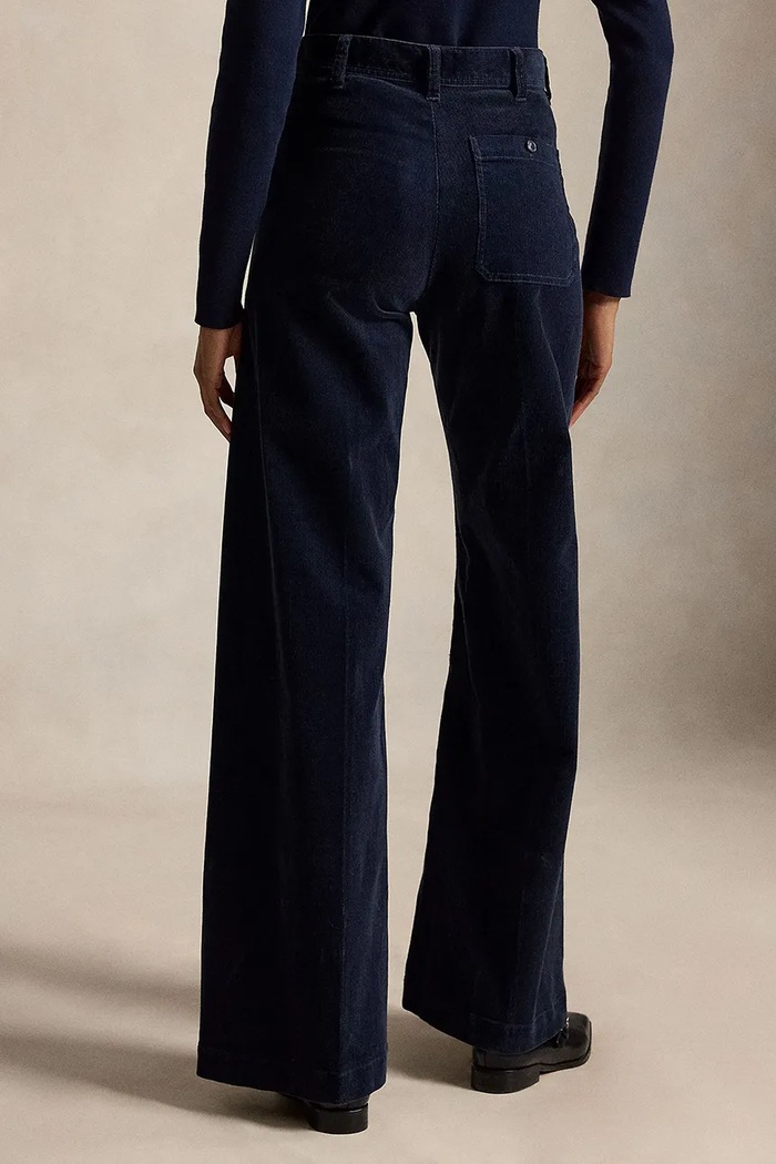 Polo Ralph Lauren spodnie flare damskie z bawełną 211B17556 granatowy AW26
