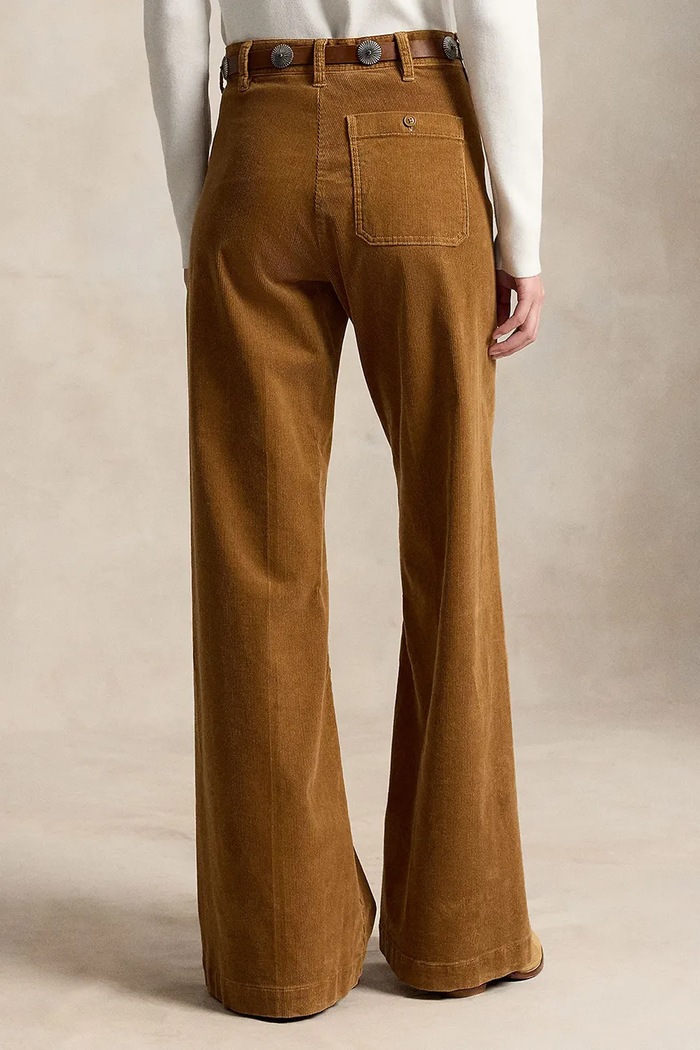 Polo Ralph Lauren spodnie flare damskie z bawełną 211B17556 brązowy AW26