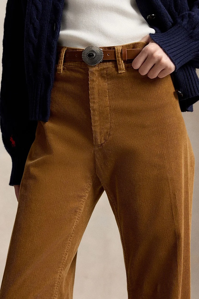 Polo Ralph Lauren spodnie flare damskie z bawełną brązowy 211B17556