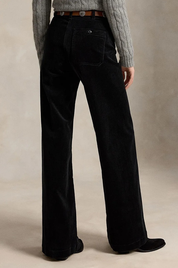 Polo Ralph Lauren Spodnie flare damskie z bawełną 211B17556 czarny AW26