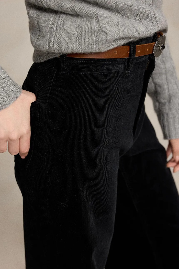 Spodnie flare damskie z bawełną Polo Ralph Lauren 211B17556 czarny