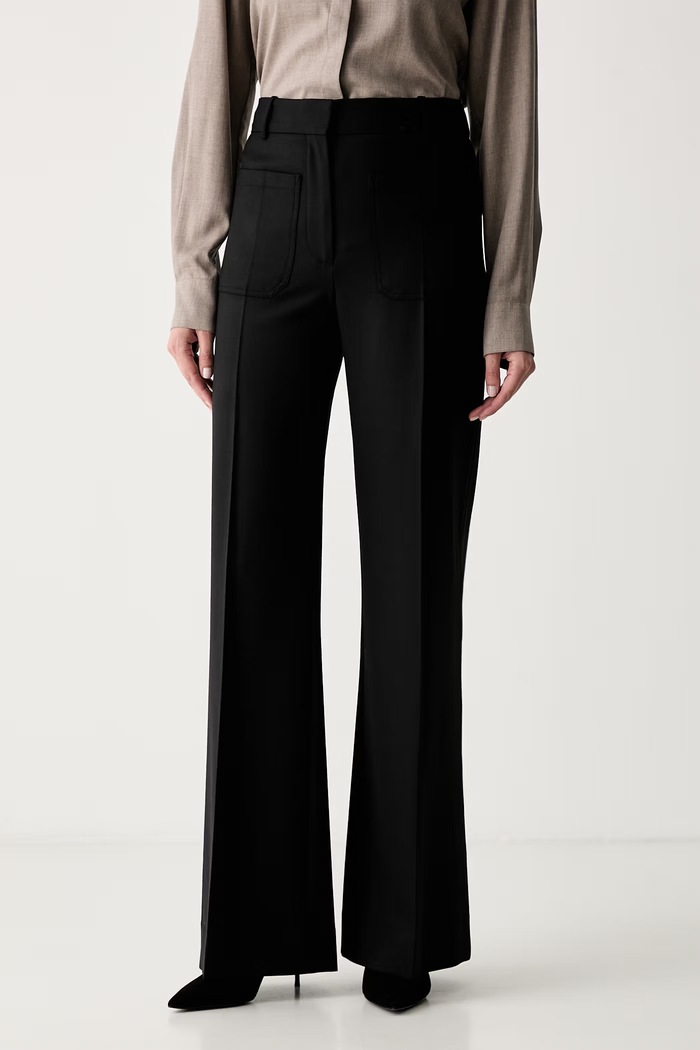 Victoria Beckham spodnie garniturowe damskie z bawełną Alina czarny 1226WTR005115D
