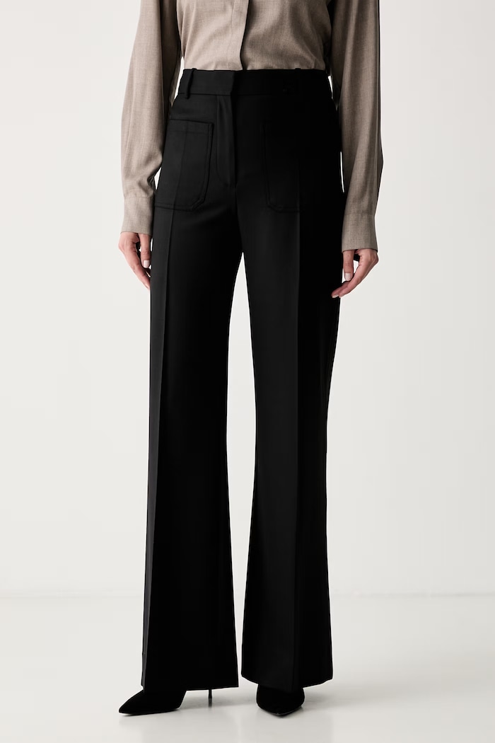 Victoria Beckham spodnie garniturowe damskie z bawełną Alina czarny 1226WTR005115D