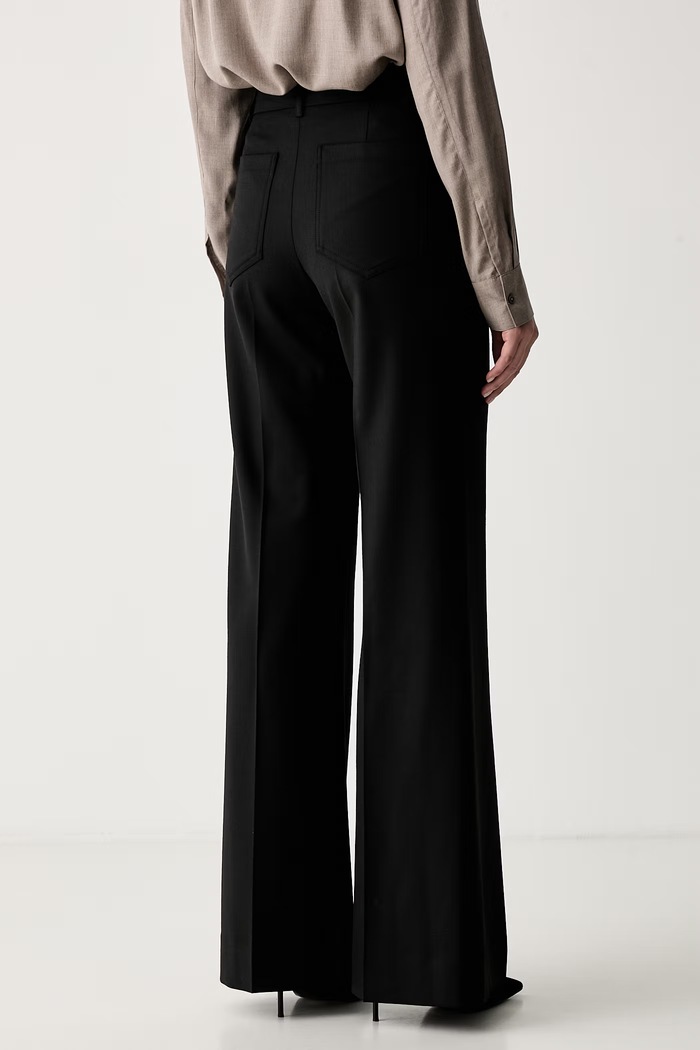 Odzież Victoria Beckham spodnie garniturowe damskie z bawełną Alina 1226WTR005115D czarny