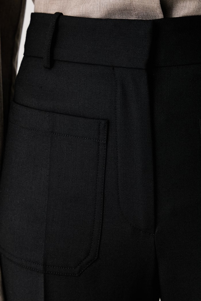 Victoria Beckham spodnie garniturowe damskie z bawełną Alina czarny 1226WTR005115D