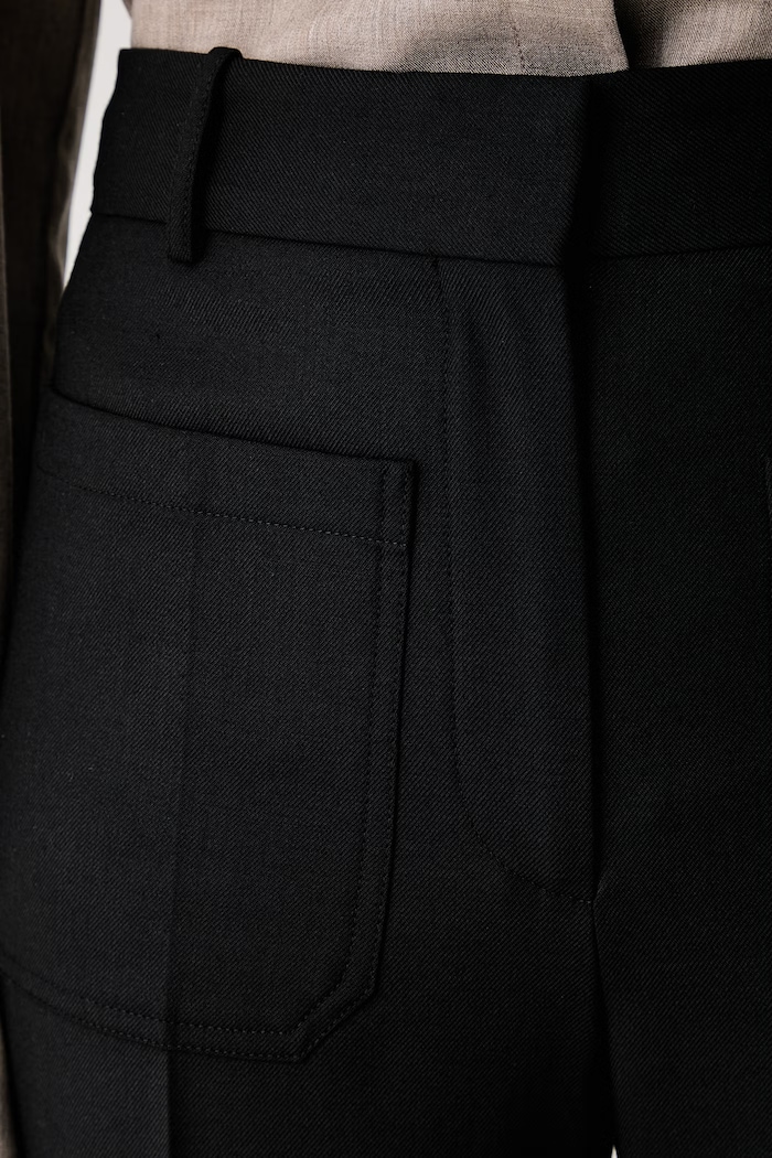 Victoria Beckham spodnie garniturowe damskie z bawełną Alina czarny 1226WTR005115D
