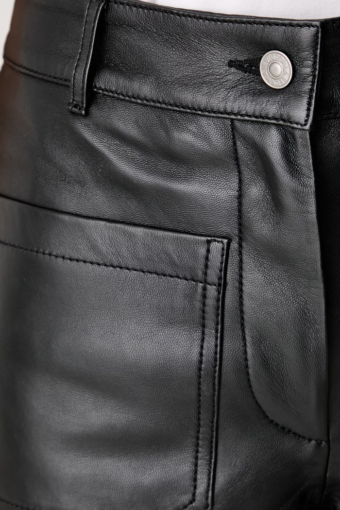 Victoria Beckham spodnie damskie skórzane Alina czarny 1226LTR006243E