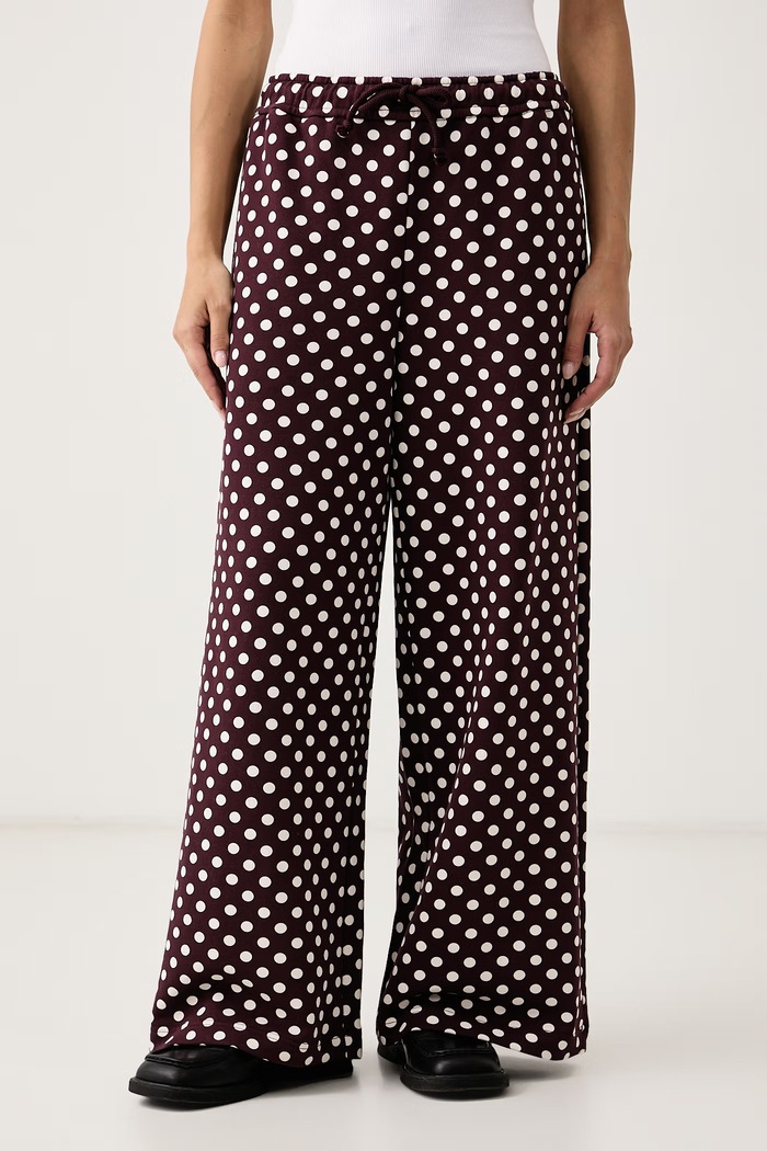 Marimekko Spodnie dresowe damskie bawełniane bordowy 096215