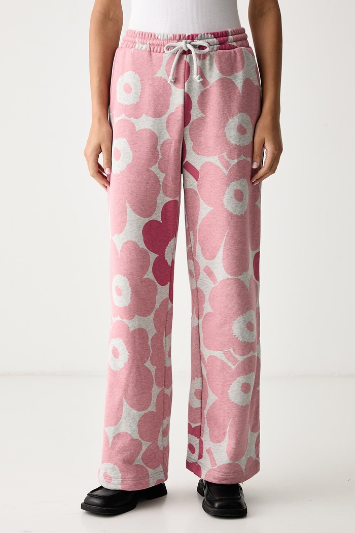 Marimekko Παντελόνι επίσημο γυναικείο βαμβακερό ροζ 096194