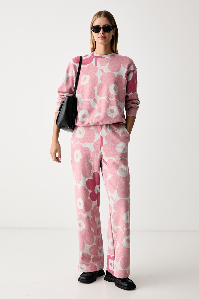 Marimekko Παντελόνι επίσημο γυναικείο βαμβακερό 096194 ροζ AW26