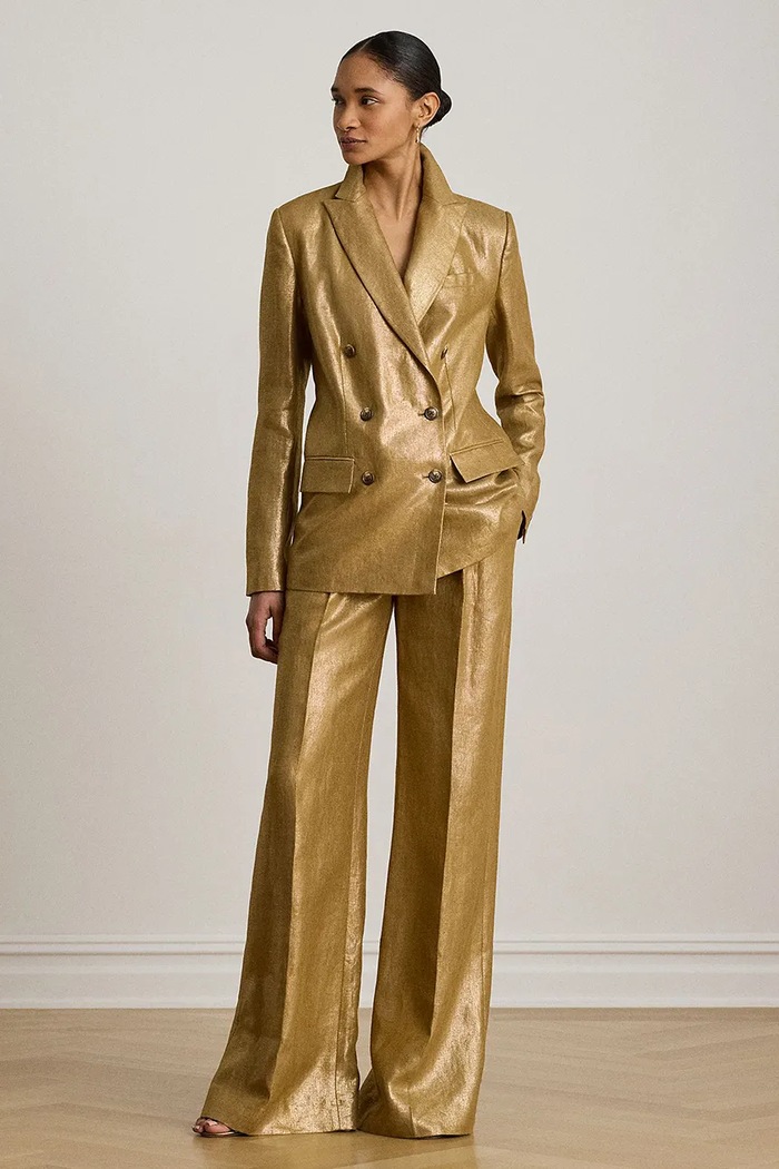 Odzież Lauren Ralph Lauren spodnie damskie 200B24599 złoty