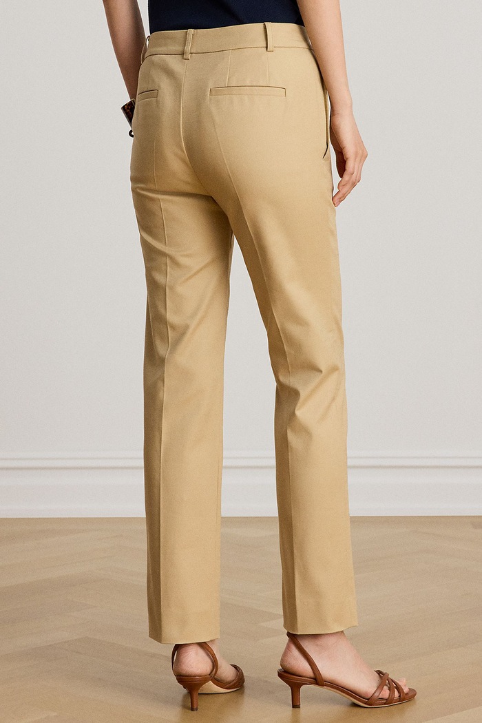 Lauren Ralph Lauren Spodnie slim fit damskie bawełniane z elastanem 200P14610 beżowy AW26