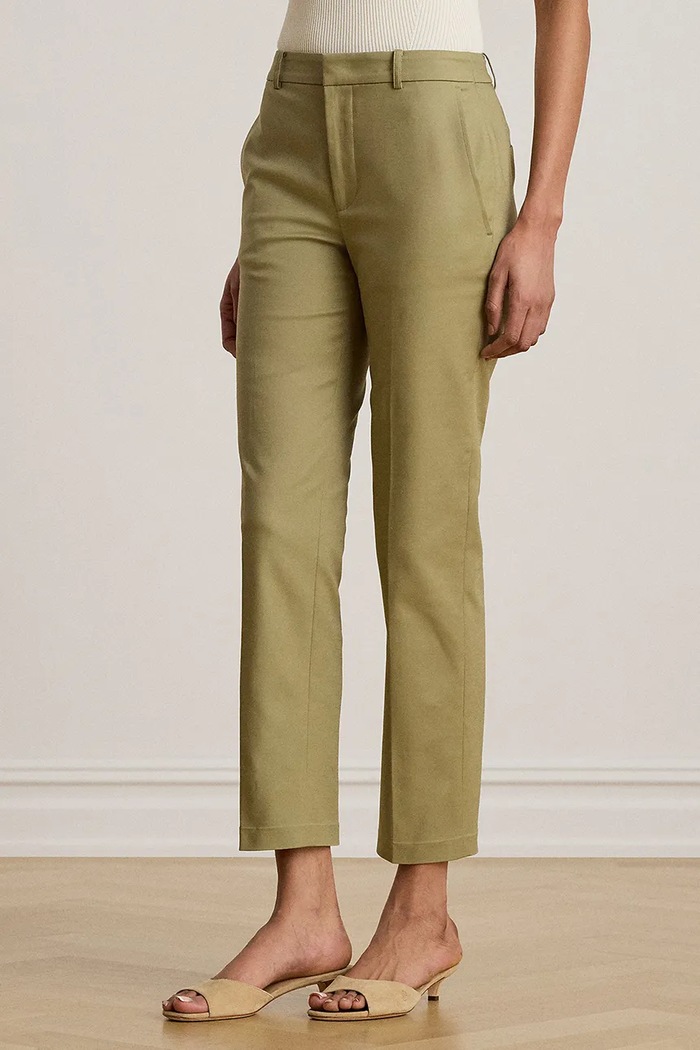 Lauren Ralph Lauren spodnie slim fit damskie bawełniane z elastanem zielony 200P14610