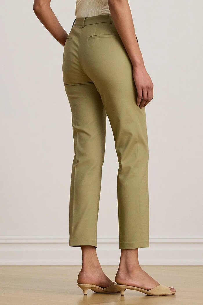 Lauren Ralph Lauren spodnie slim fit damskie bawełniane z elastanem 200P14610 zielony AW26