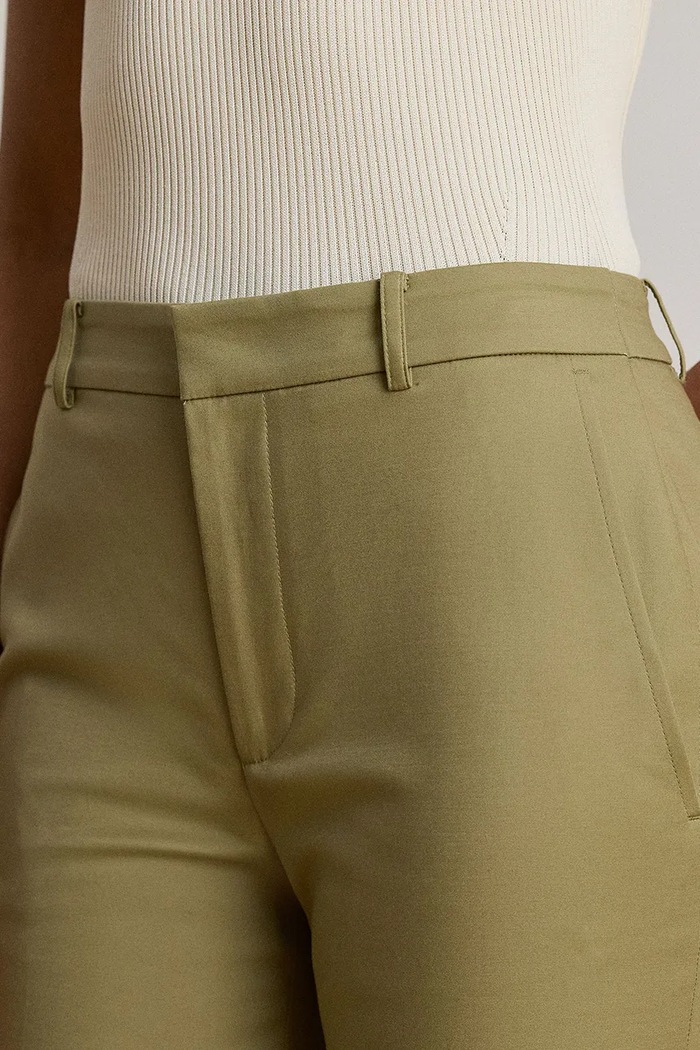 Lauren Ralph Lauren spodnie slim fit damskie bawełniane z elastanem zielony 200P14610