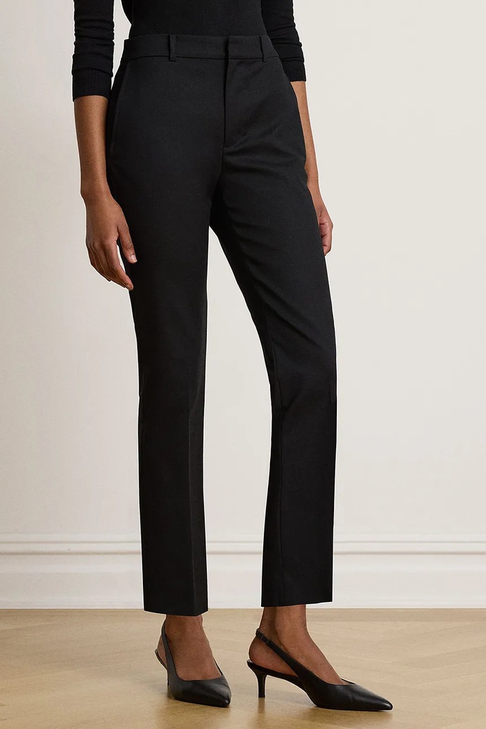 Lauren Ralph Lauren spodnie slim fit damskie bawełniane z elastanem czarny 200P14610