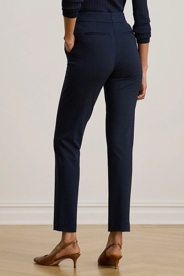 Lauren Ralph Lauren spodnie slim fit damskie z wiskozą 200B22288 granatowy AW26