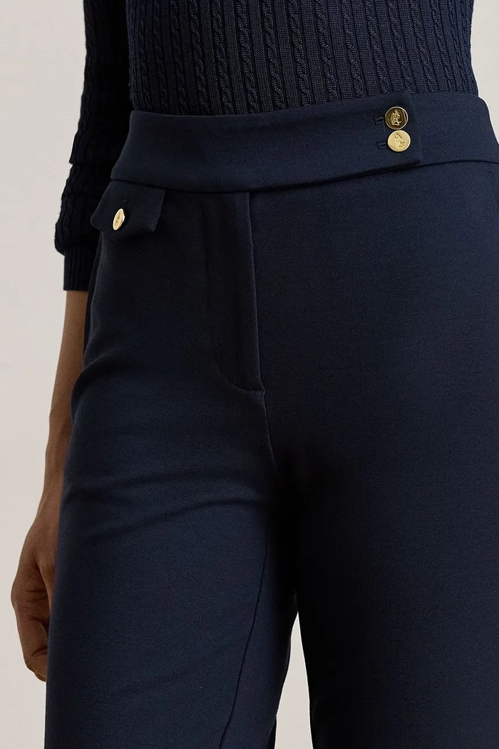 Lauren Ralph Lauren spodnie slim fit damskie z wiskozą granatowy 200B22288