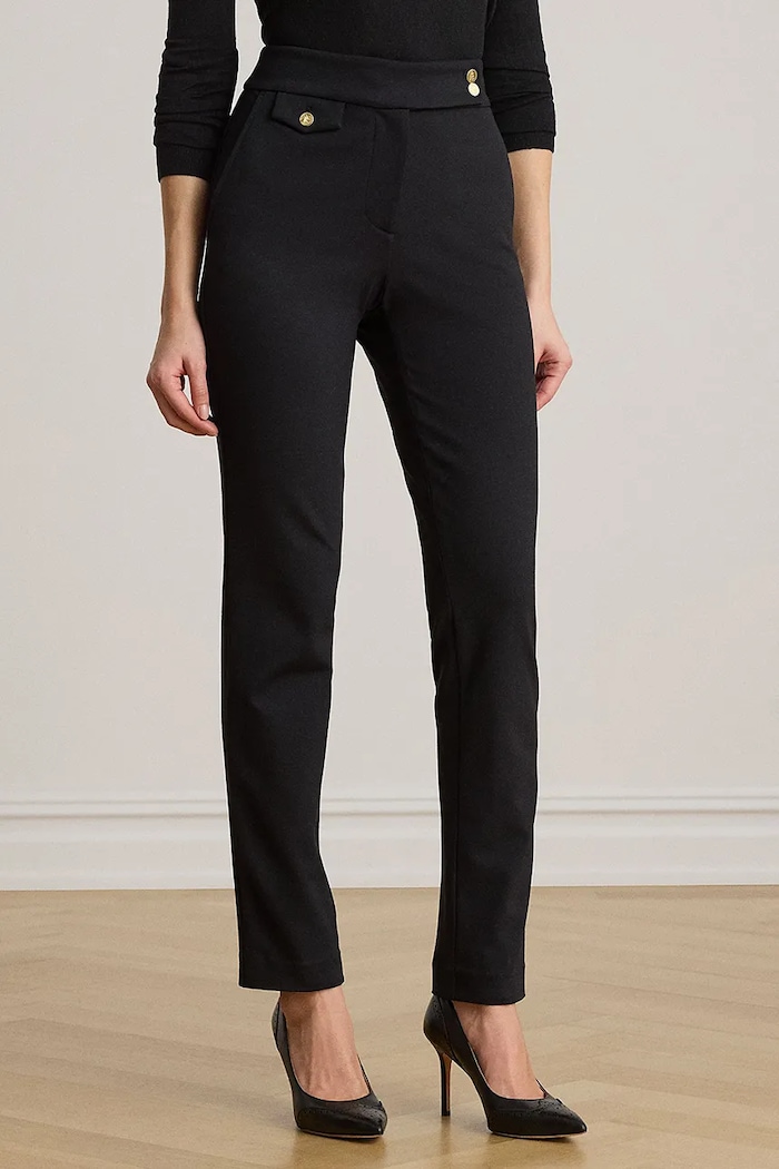 Lauren Ralph Lauren spodnie slim fit damskie z wiskozą czarny 200B22288