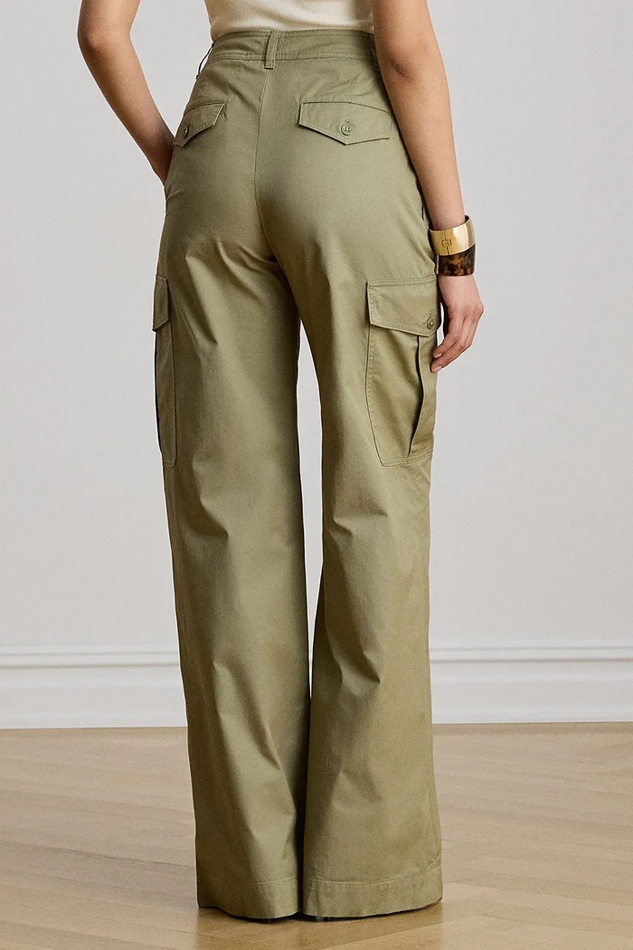 Lauren Ralph Lauren панталон карго дамски от памук 200P13670 зелен AW26