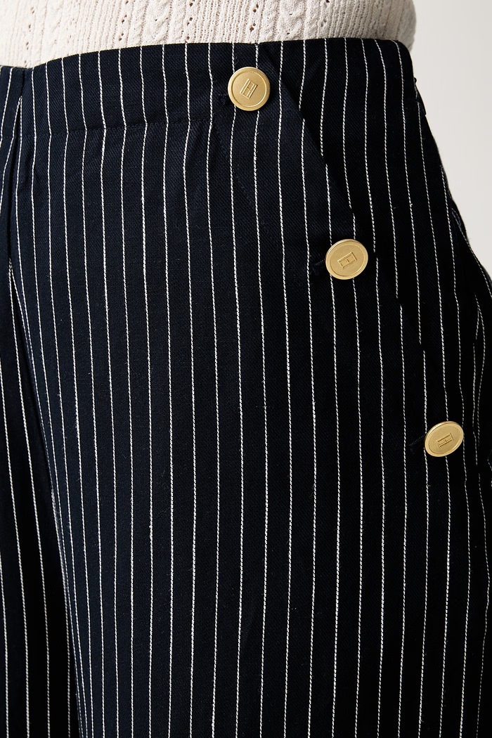 Tommy Hilfiger rovné kalhoty dámské s lyocellem námořnická modř WW0WW51093