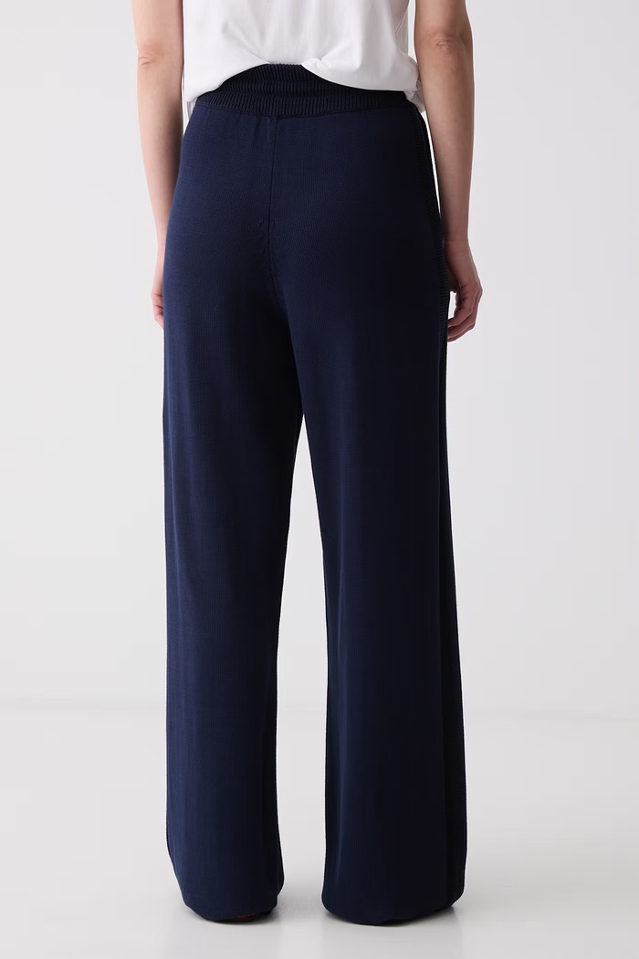 Odzież Kenzo spodnie straight damskie z dodatkiem wełny FG62PA6533LQ granatowy