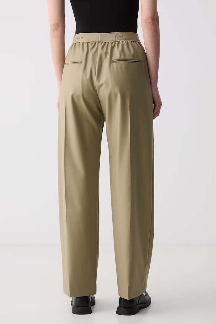 Odzież Kenzo spodnie wide leg wełniane damskie FG62PA3149TV zielony