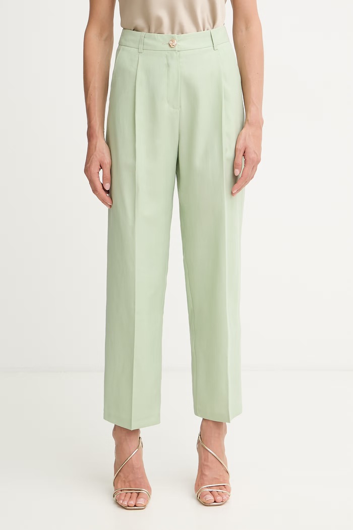 Morgan παντελόνι chino γυναικείο με lyocell PMEDI.F πράσινο 261.PMEDI.F