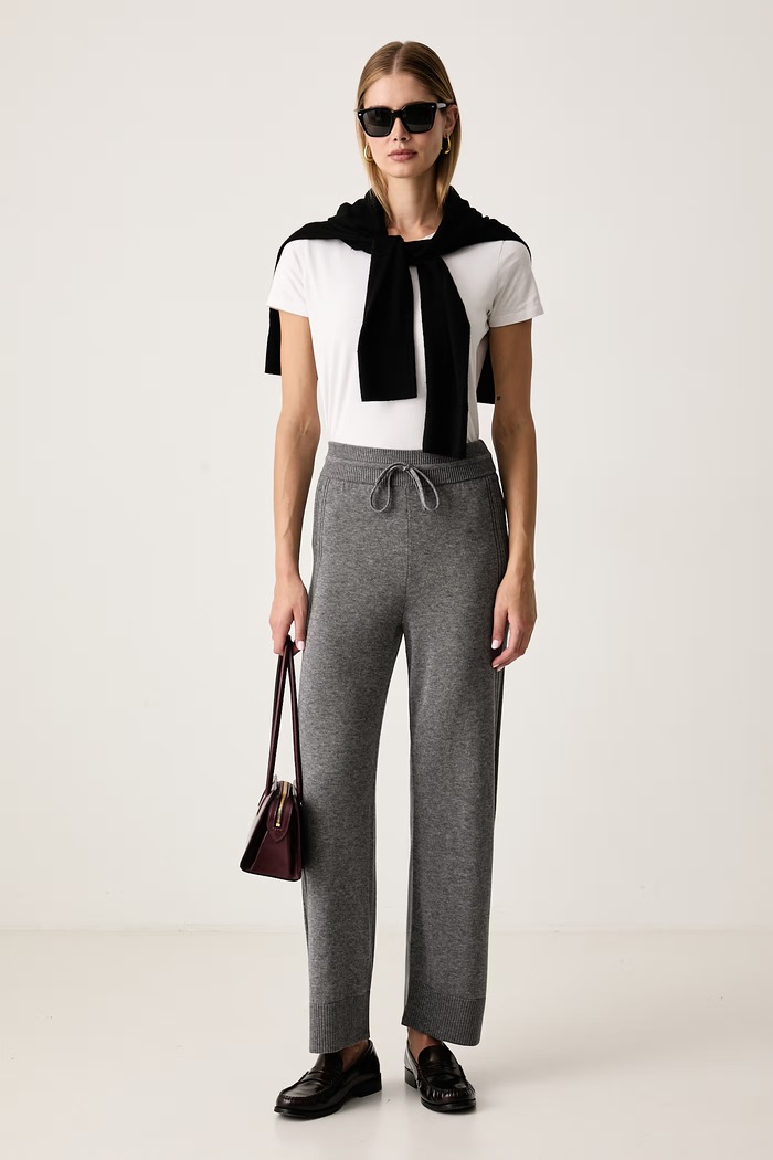 Ermanno Scervino LIFE Spodnie dresowe damskie z dodatkiem wełny D494P500LYY szary AW26