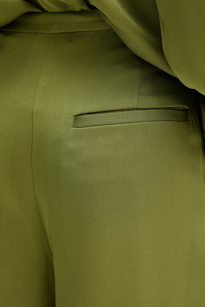Marc O'Polo pantaloni wide leg pentru femei din vâscoză verde 5000014351