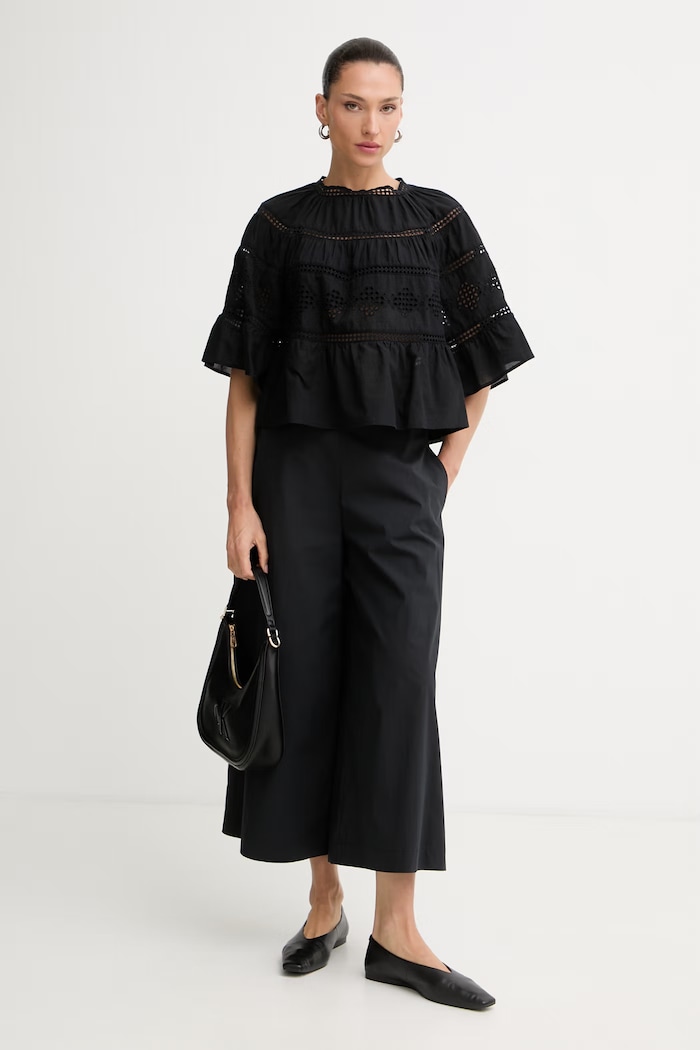 Marc O'Polo pantaloni pentru femei, cu bumbac 5000014317 negru AW26