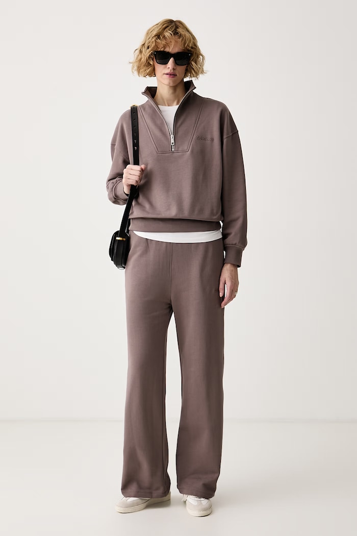 Calvin Klein Spodnie dresowe damskie bawełniane LV044G248G brązowy AW26