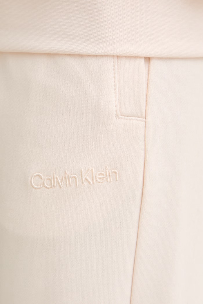 Calvin Klein παντελόνι επίσημο γυναικείο βαμβακερό μπεζ LV044G216G