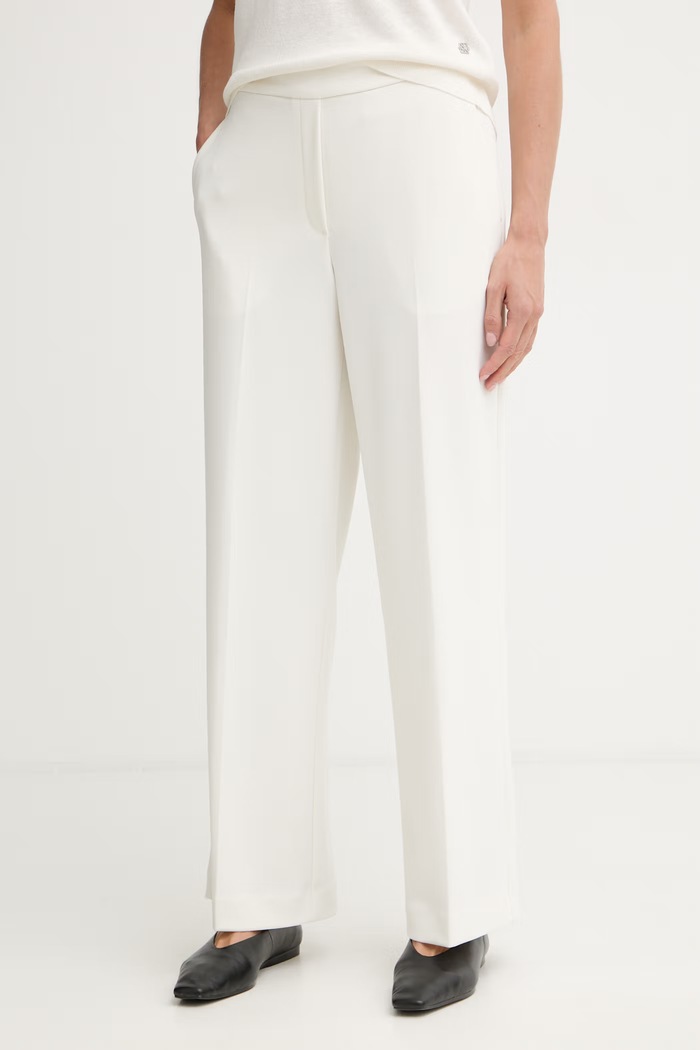 Calvin Klein spodnie straight damskie beżowy LV044F648G
