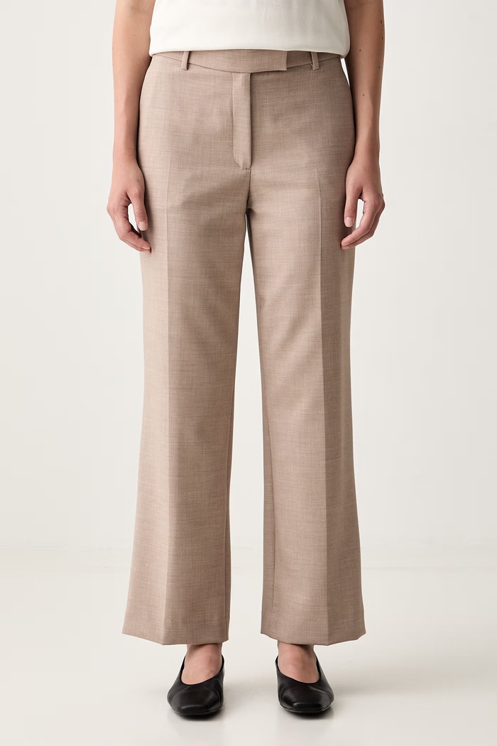 Calvin Klein spodnie damskie z wiskozą beżowy LV044F415G