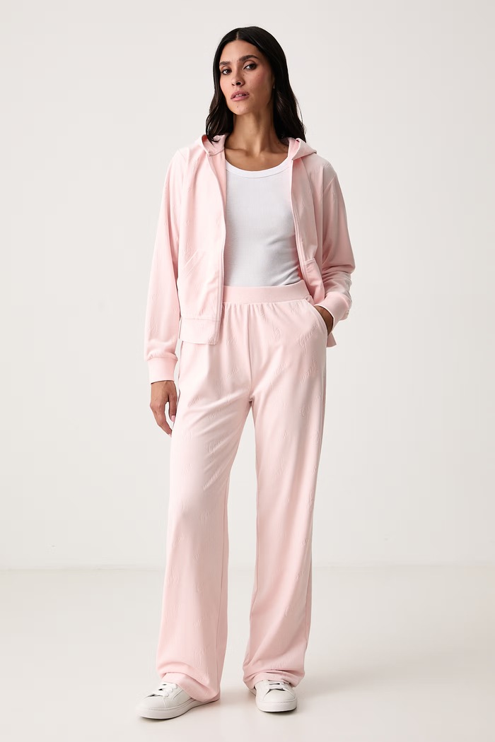 Guess Spodnie dresowe damskie welurowe LOREN O6BB07.K5063 różowy AW26
