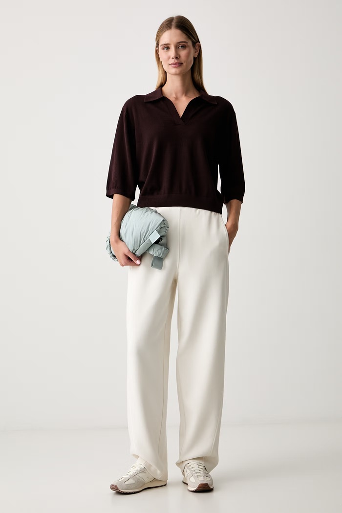 BOSS pantaloni de trening pentru femei cu bumbac Essuge 50566342 bej AW26
