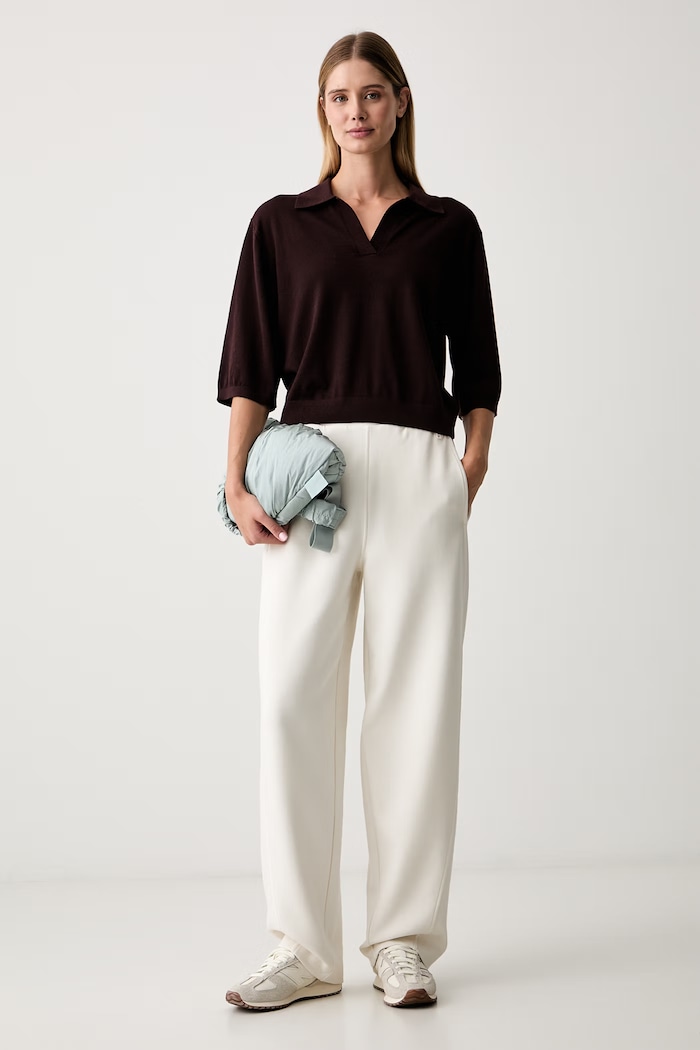 BOSS pantaloni de trening pentru femei cu bumbac Essuge 50566342 bej AW26