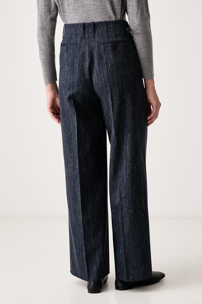 Odzież BOSS Spodnie wide leg damskie z wełną Tamilly 50564916 niebieski