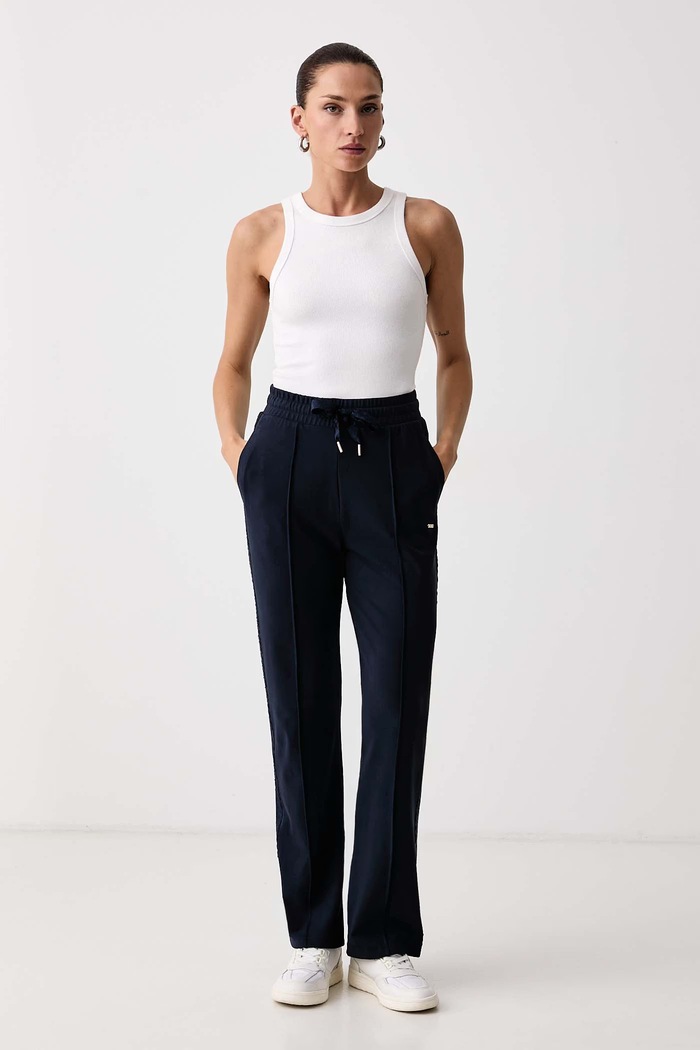 BOSS Παντελόνι lounge γυναικείο με μοντάλ PEACHY MONO_Pants 50566121 σκούρο μπλε AW26