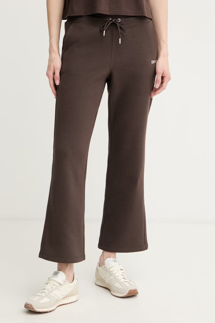 DKNY spodnie dresowe damskie z bawełną brązowy DP6P3897