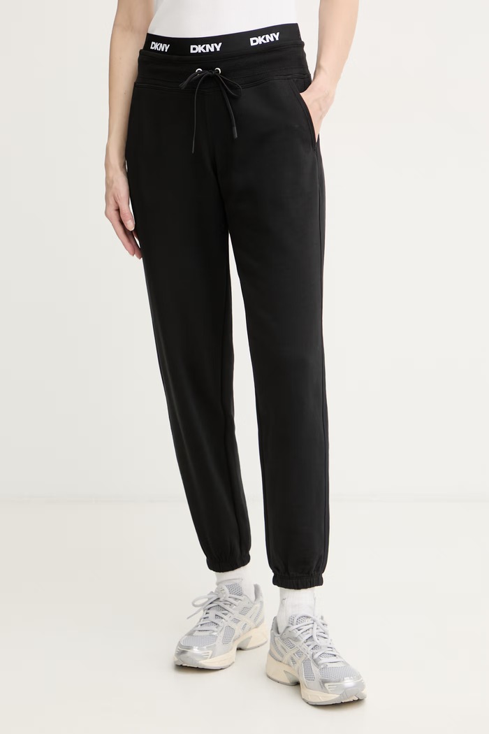 DKNY spodnie dresowe damskie z bawełną czarny DP6P3857