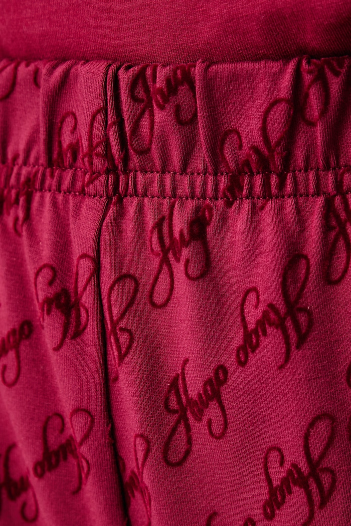 Spodnie lounge damskie z bawełną FLOKKY_PANT HUGO 50566682 czerwony